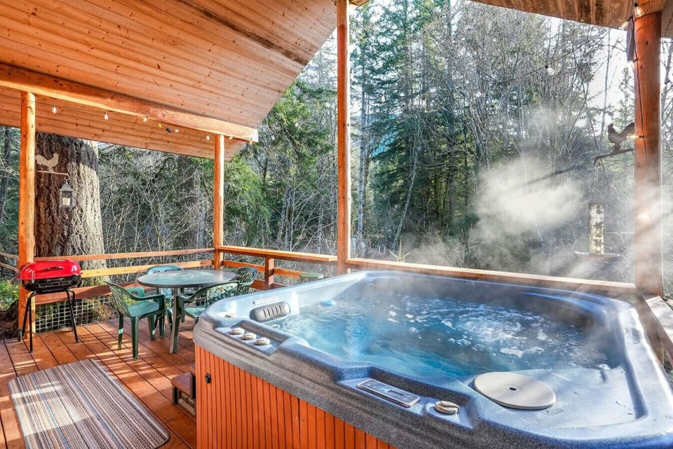 Hot Tub on Covered Back Deck - enjoy in the mornings or evenings!