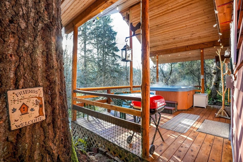 This is where mornings begin slowly and nights end peacefully, wrapped in steam and forest air! Charming, whimsical decor scattered throughout the property!