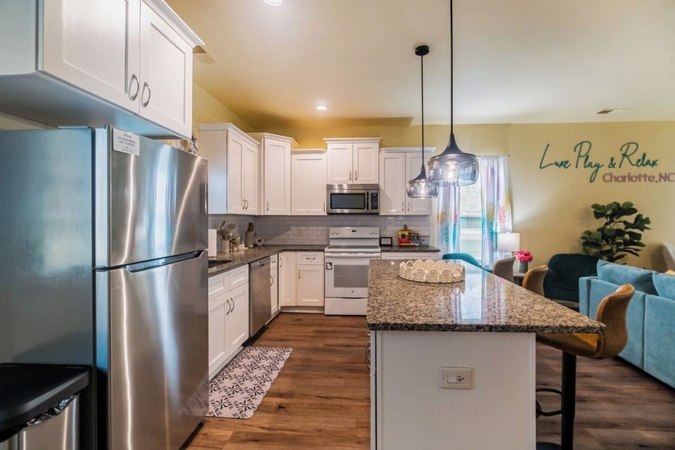 A warm kitchen space ready for your stay.
