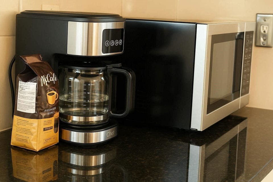 brand new appliances with fresh coffee