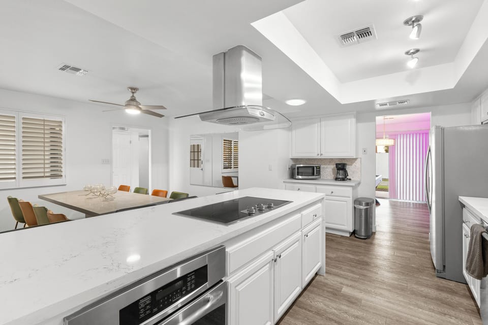 Kitchen layout showing generous counter space and an easy, functional flow.