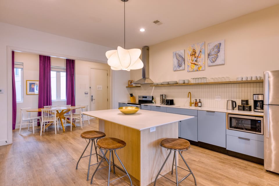 Sunny kitchen-dining combo perfect for lazy mornings.