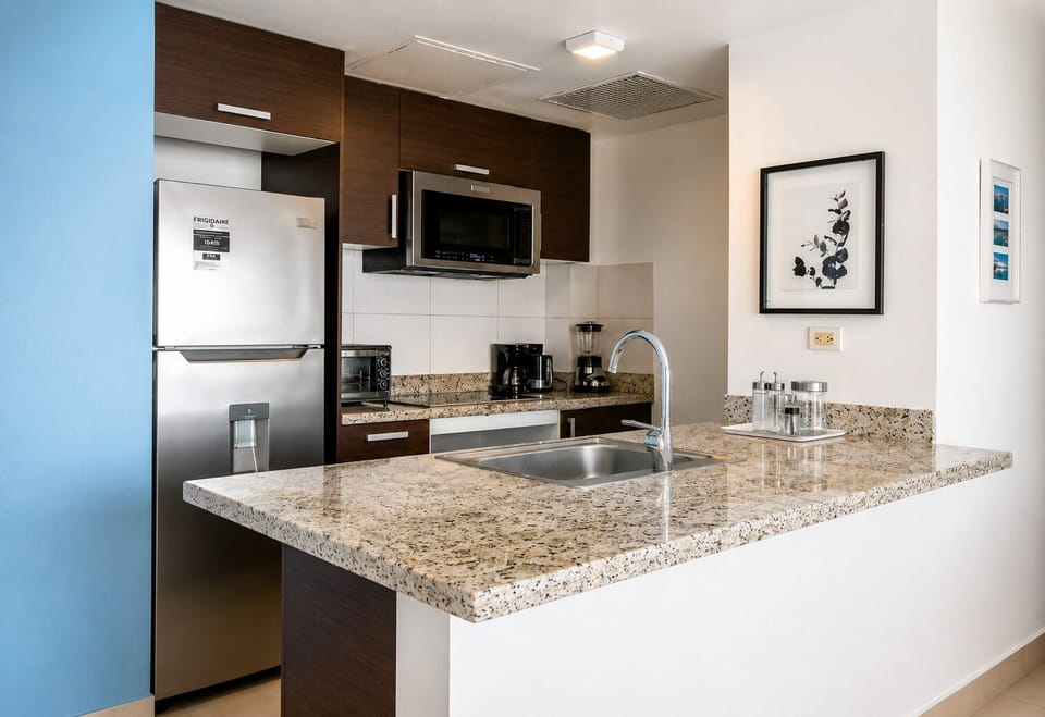 Full kitchen includes washer and dryer, coffee maker, toaster, microwave, etc.