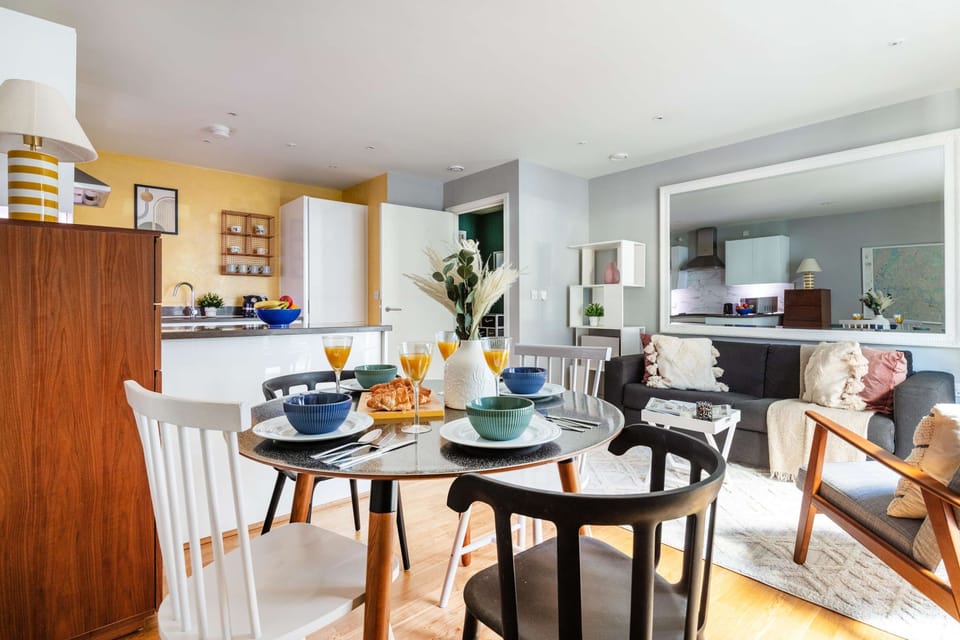 The open-plan living, kitchen and dining area