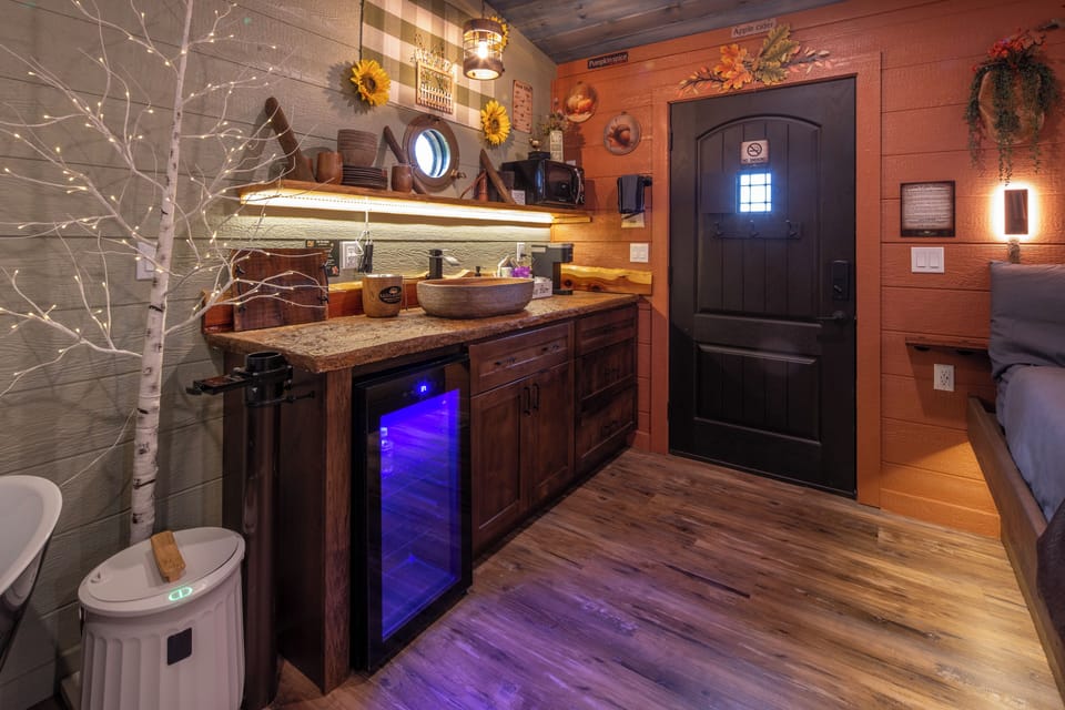 STOCKED KITCHENETTE - STOCKED COFFEE CADDY - DISHES - SERVICE WARE - MICROWAVE - KEURIG COFFEE MAKER - MINI FRIDGE - CLEANING AND COOKING SUPPLIES - FIRST AID KIT AND MORE