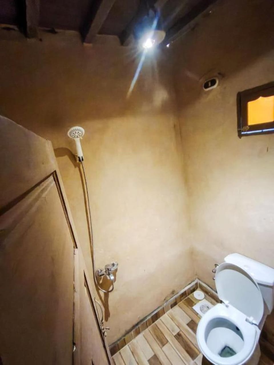 Hair dryer, bidet, towels, toilet paper