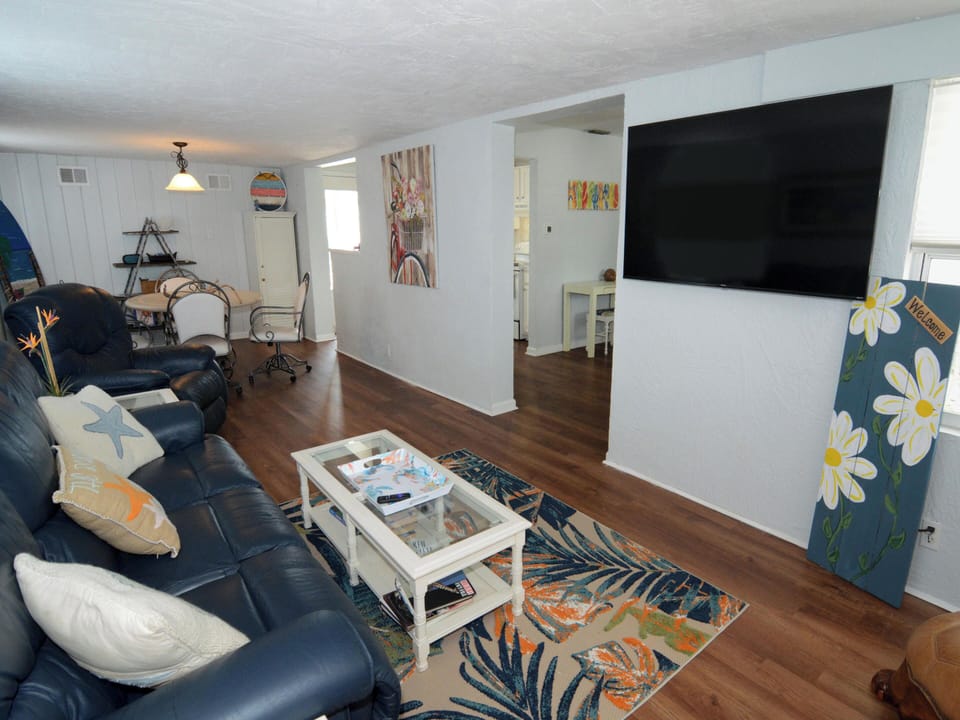 Living Room - Leather Seating and Entertainment Area