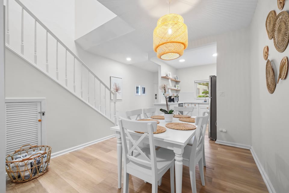 Our open plan kitchen opens into the dining and living room spaces.