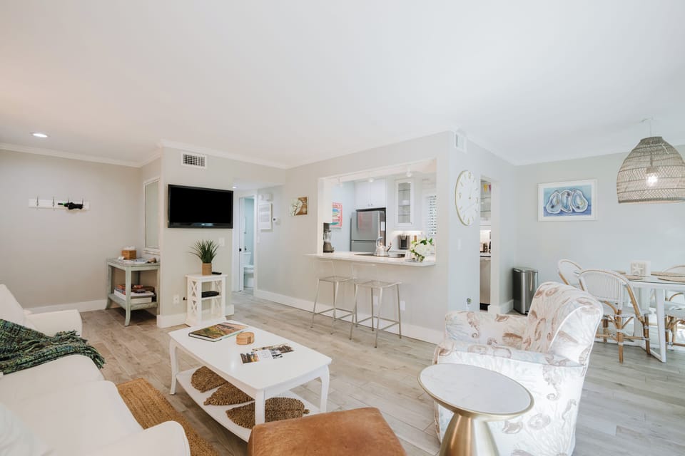 Your living space has plenty of seating for TV and entertaining.