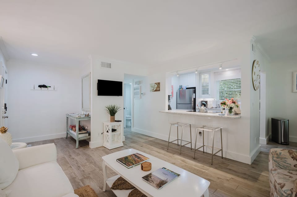 Your living space has plenty of seating for TV and entertaining.