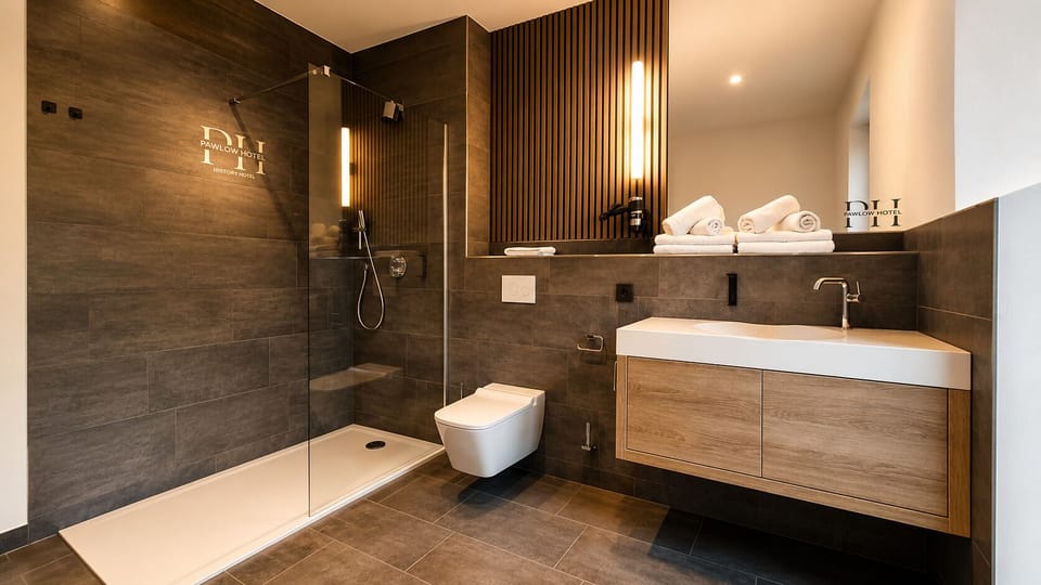 Hair dryer, bathrobes, towels, soap