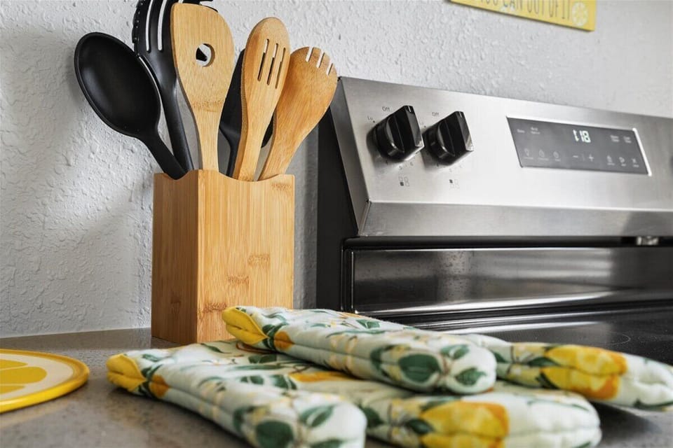 Fire up the range and cook a real meal — this full stovetop and oven setup handles everything from breakfast eggs to a family pasta dinner.
