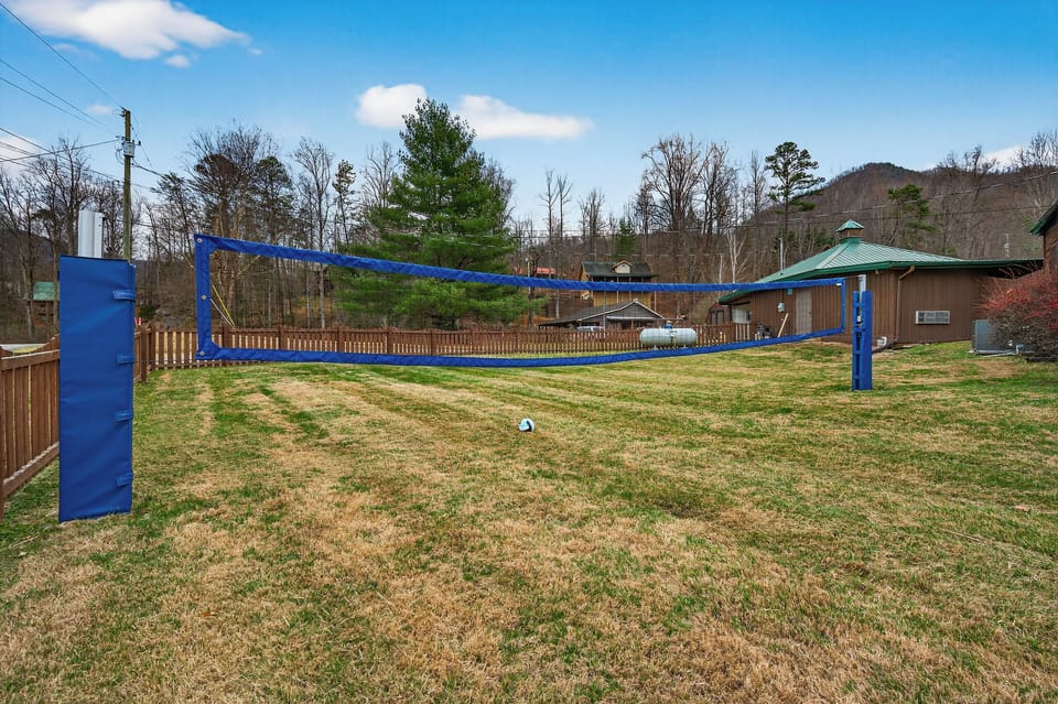 Your very own FULL Volleyball Court with net set low so ALL ages can Enjoy and have Fun!