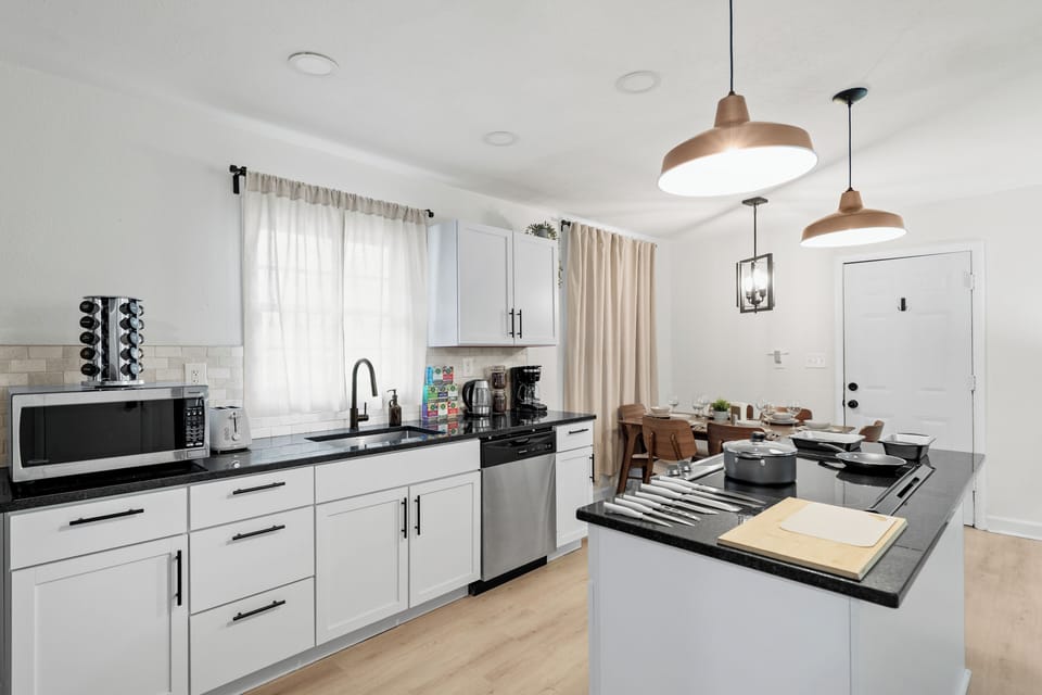 Bright, Fully Equipped Kitchen for Comfortable Home-Cooked Meals
