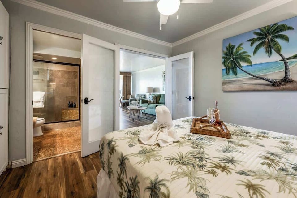 Bathroom can accessed from bedroom or living area.