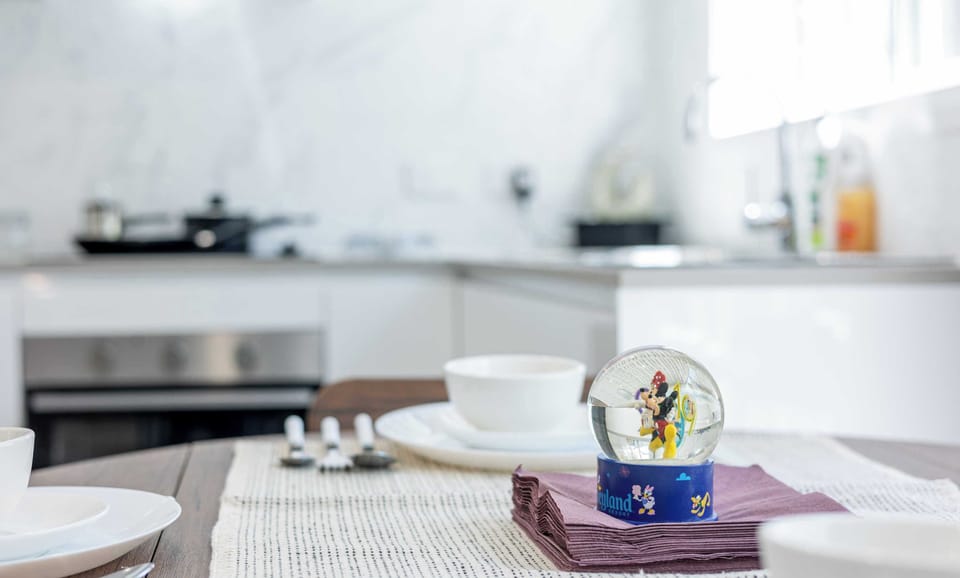 Well-equipped kitchen with a clean, contemporary finish and thoughtful touches.