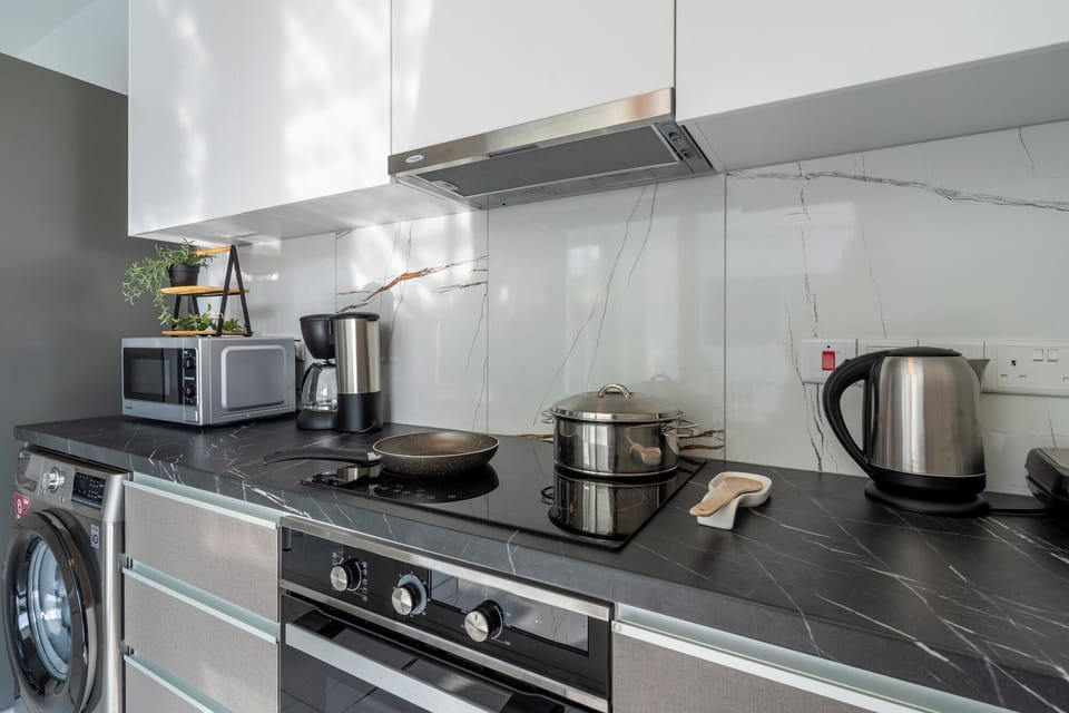 Apartment, 1 Double Bed with Sofa bed, Kitchen, City View | Private kitchen | Coffee/tea maker, full-size fridge, microwave, oven
