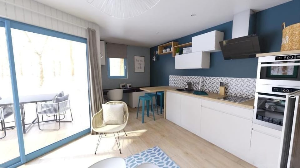 One-Bedroom Lodge | Private kitchen | Fridge, microwave, oven, stovetop