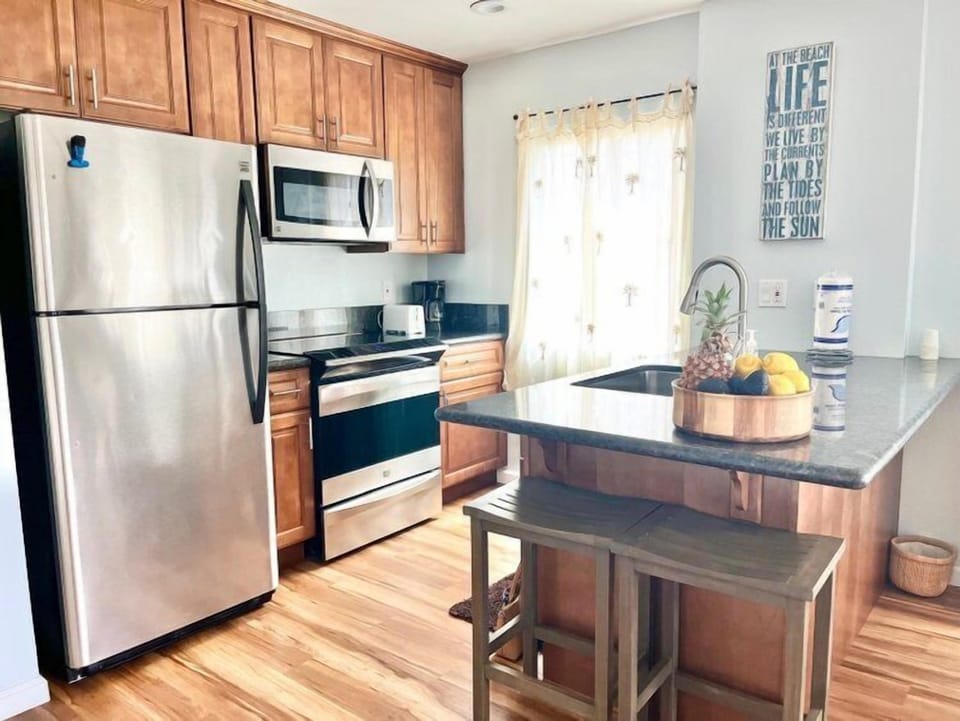 Stainless steel appliances.