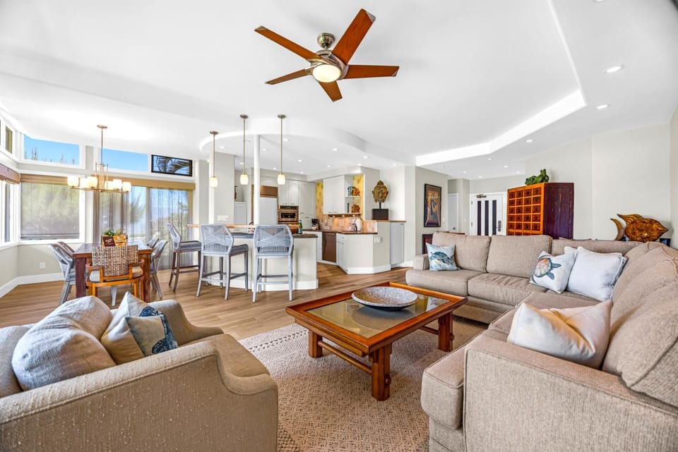 Lounge together in a bright and airy island retreat