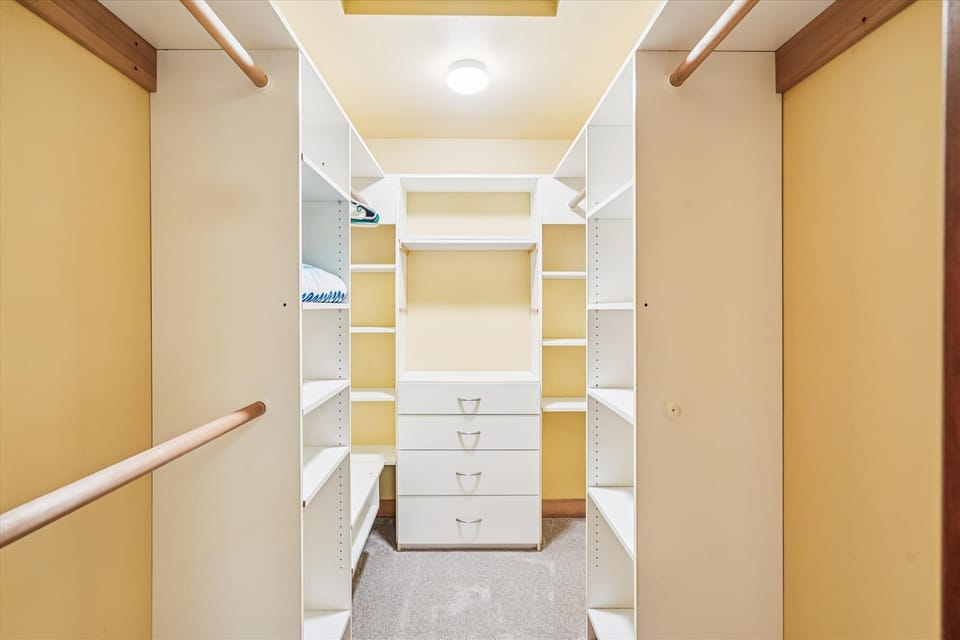 Upper Level Primary Bedroom Walk in Closet at Spruce Street Retreat