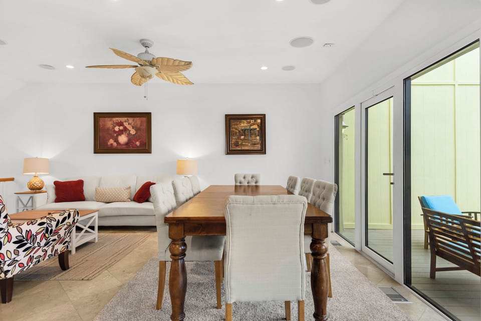 Dining table with seating for eight