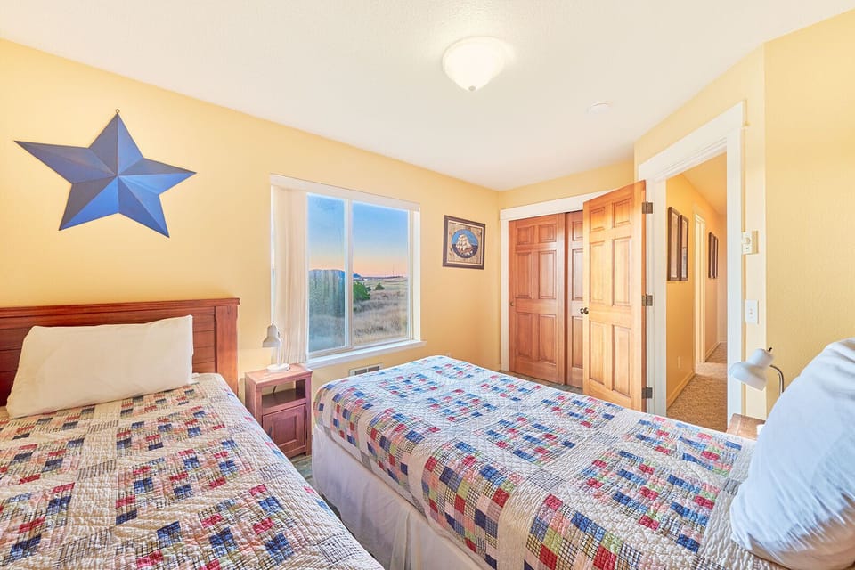 Two twin beds offering comfortable sleeping space