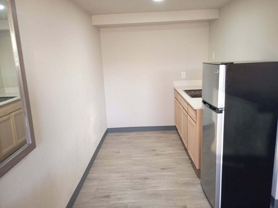 Deluxe Studio | Private kitchen | Full-size fridge, microwave