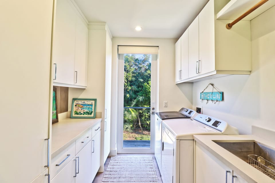 On site laundry, a convenient amenity. 