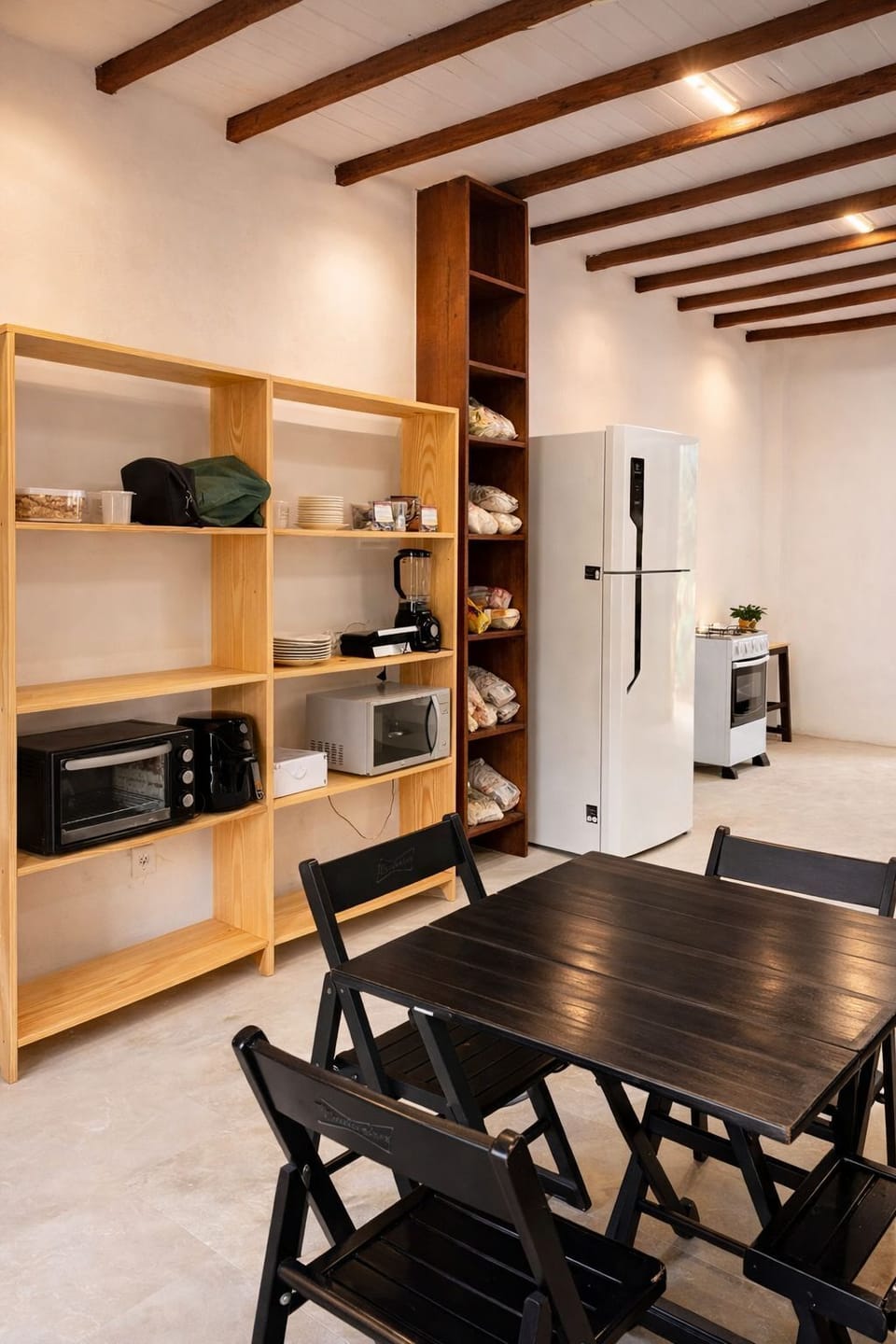 Mini-fridge, microwave