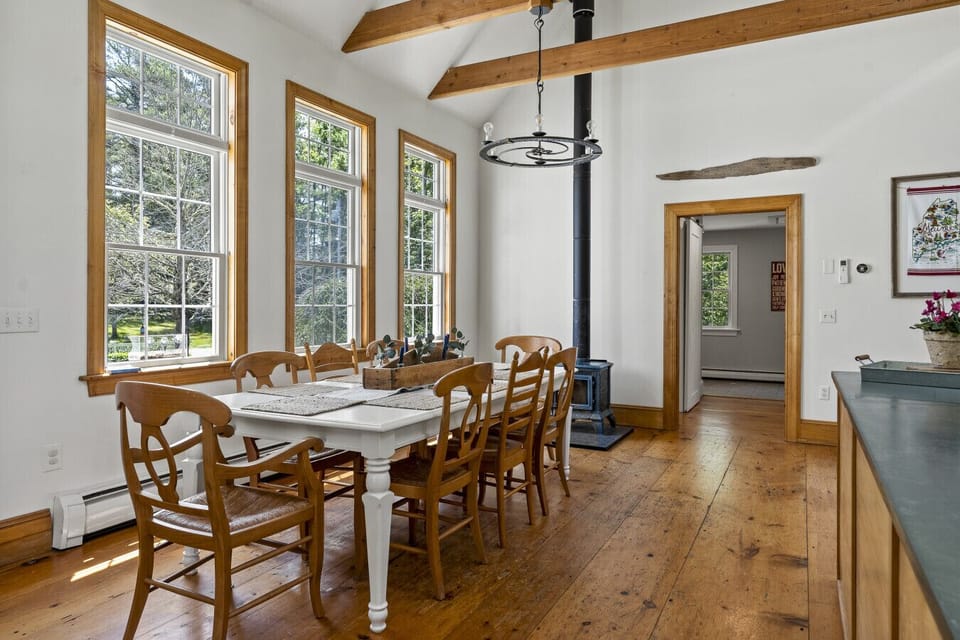 Comfortable dining area with seating for at least 8