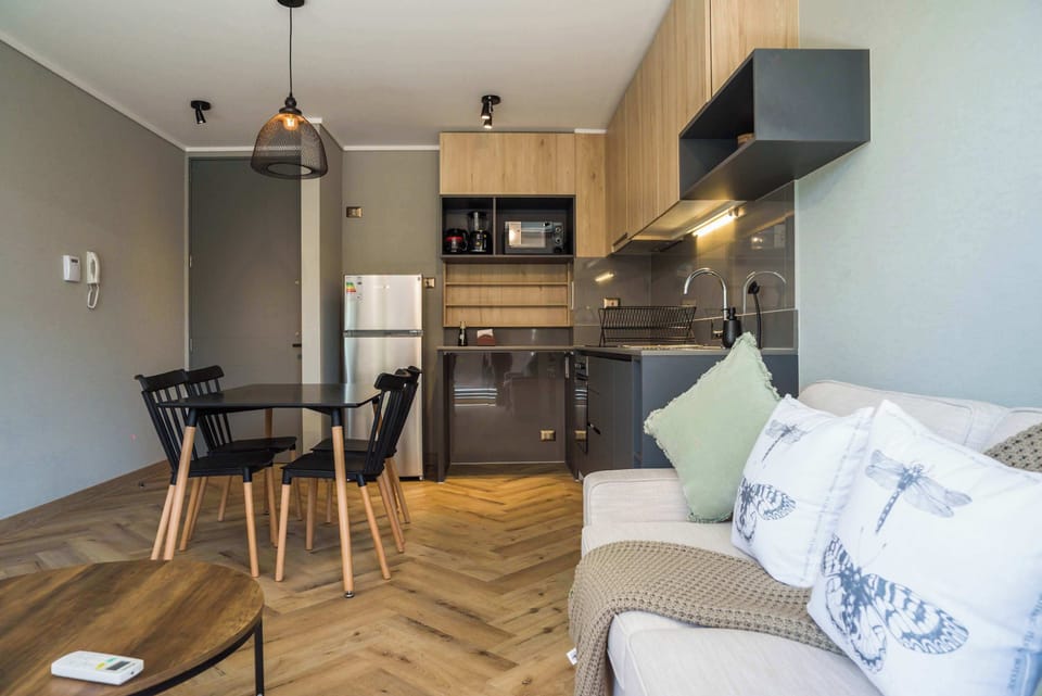Chic and cozy studio with a modern kitchen and inviting living space, perfect for a relaxing stay in the heart of Chile.