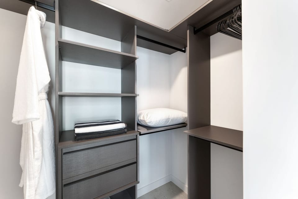 Spacious open closet & storage.