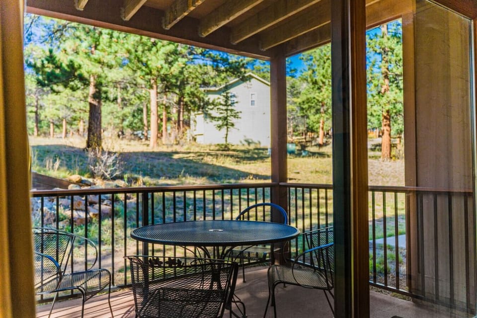 A main floor patio just off the living room