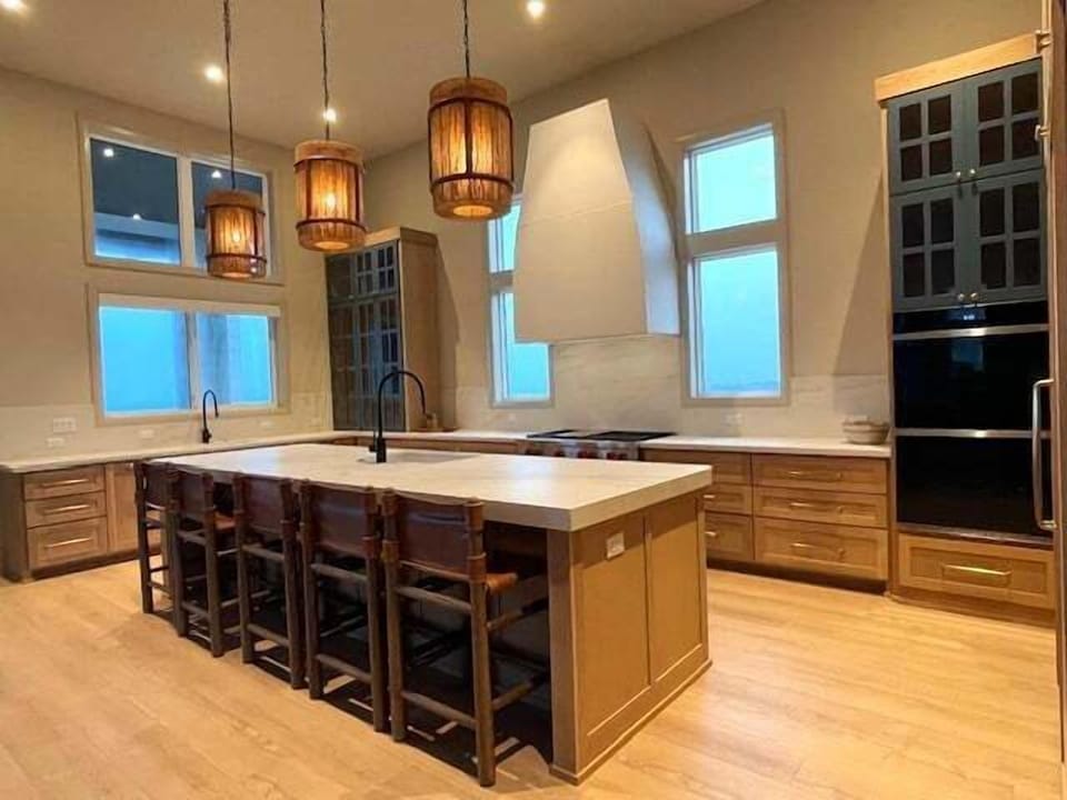 Generous kitchen island seating for 5