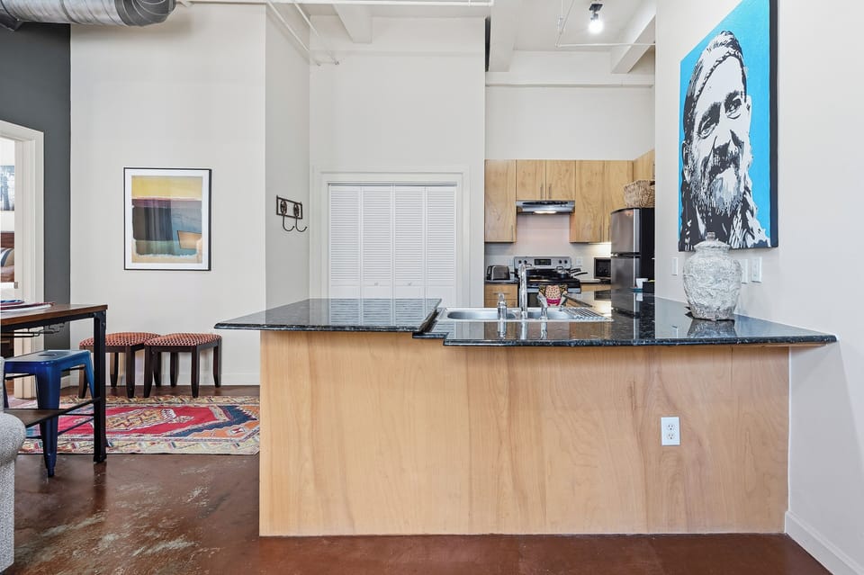 Fully equipped kitchen with all the essentials for cooking and dining.