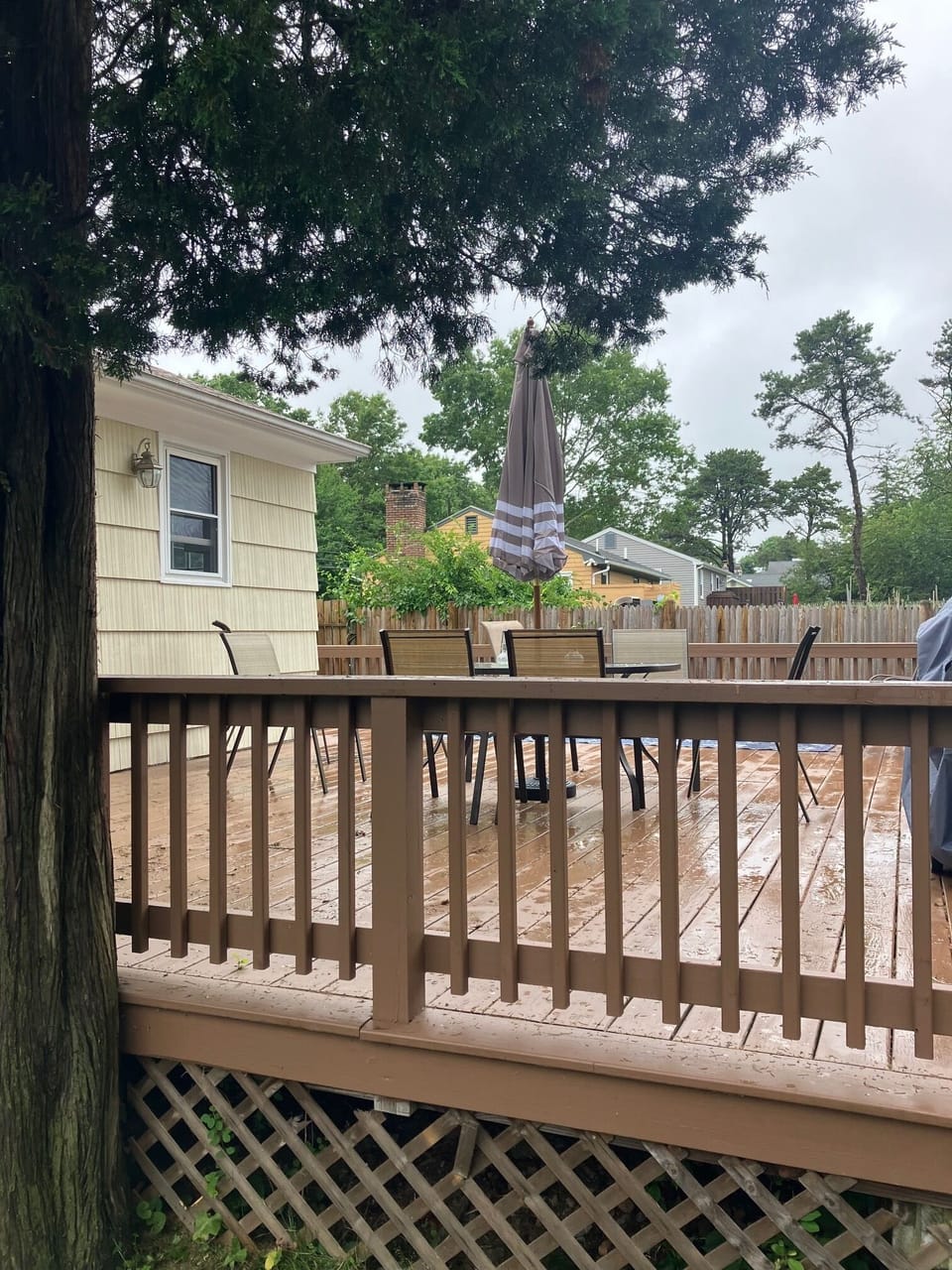 Large private backyard deck 