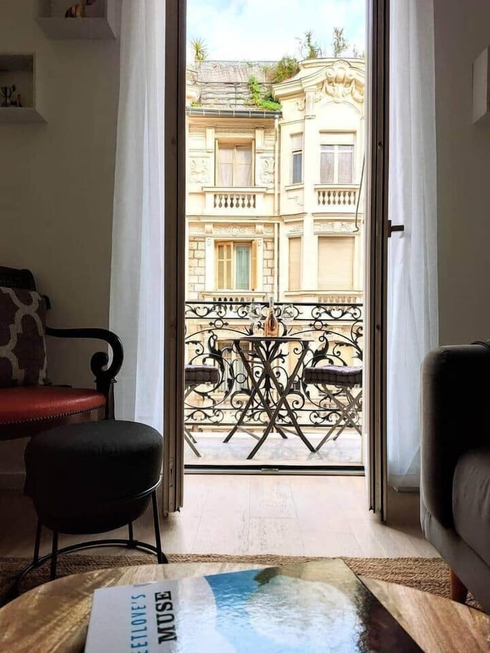 Living room with cute little balcony