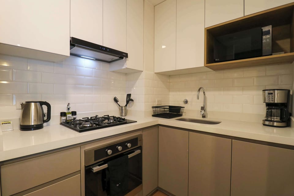Fully equipped kitchen with everything you need to prepare meals during your stay.