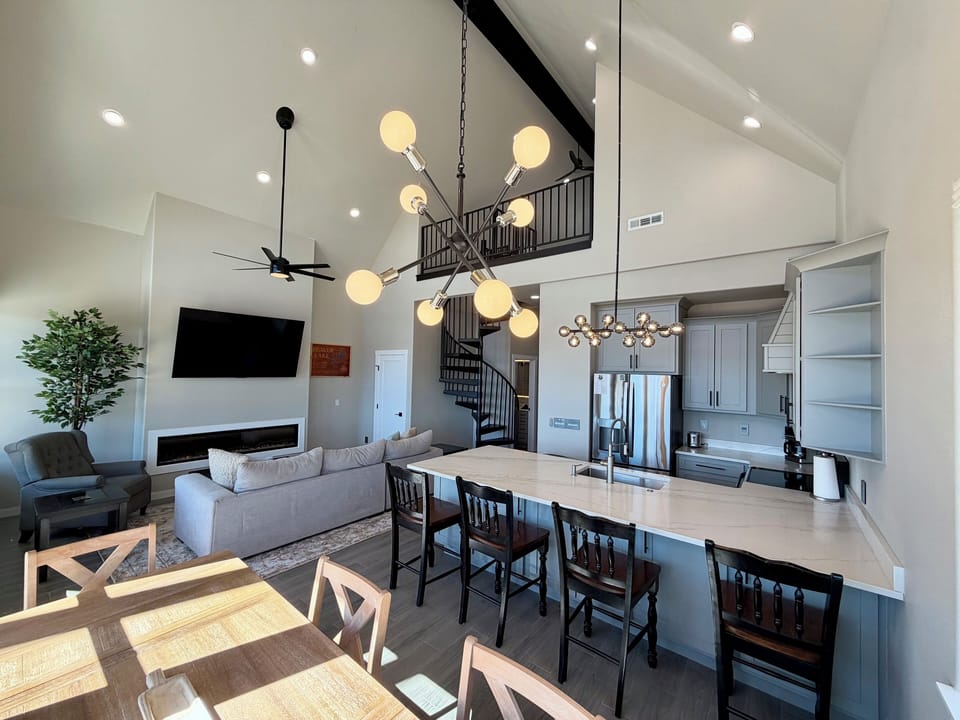 Fully stocked kitchen with large island for gathering