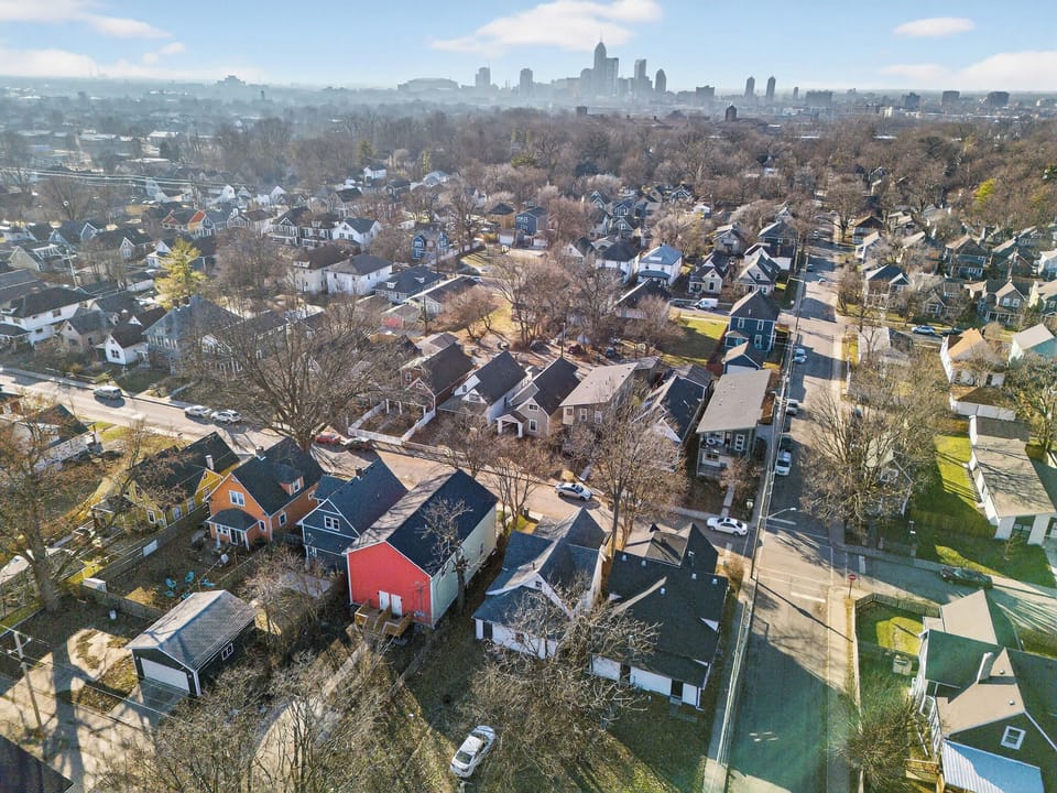 Aerial View of Home and Downtown Indianapolis
