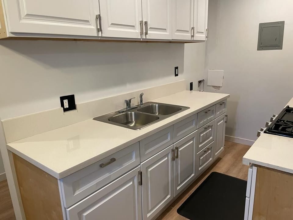Deluxe Apartment | Private kitchen | Fridge, microwave, cookware/dishes/utensils