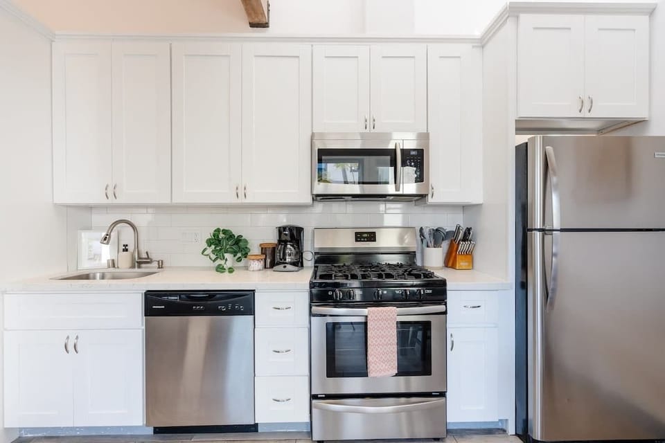 Our modern kitchen features all the essentials for your home-cooked meals
