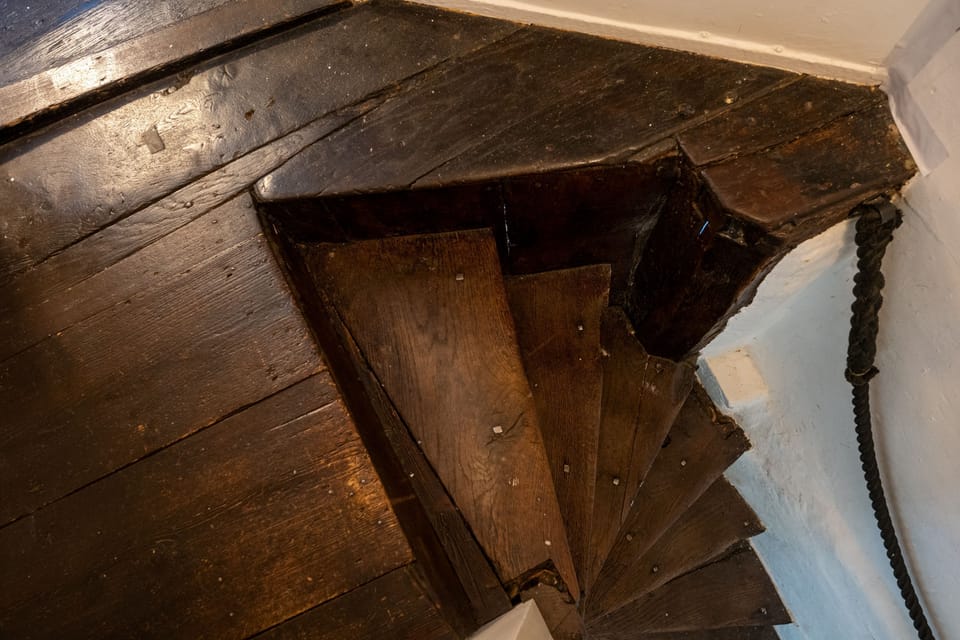 First floor: Characterful steep, winding staircase
