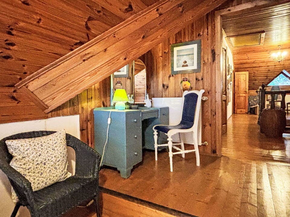 Furniture, Interior Design, Wood, Flooring, Ceiling, Floor, Room, Lighting, Attic, Home