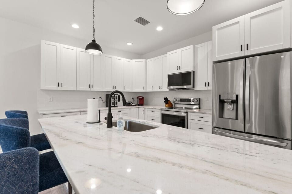Open kitchen with granite countertops