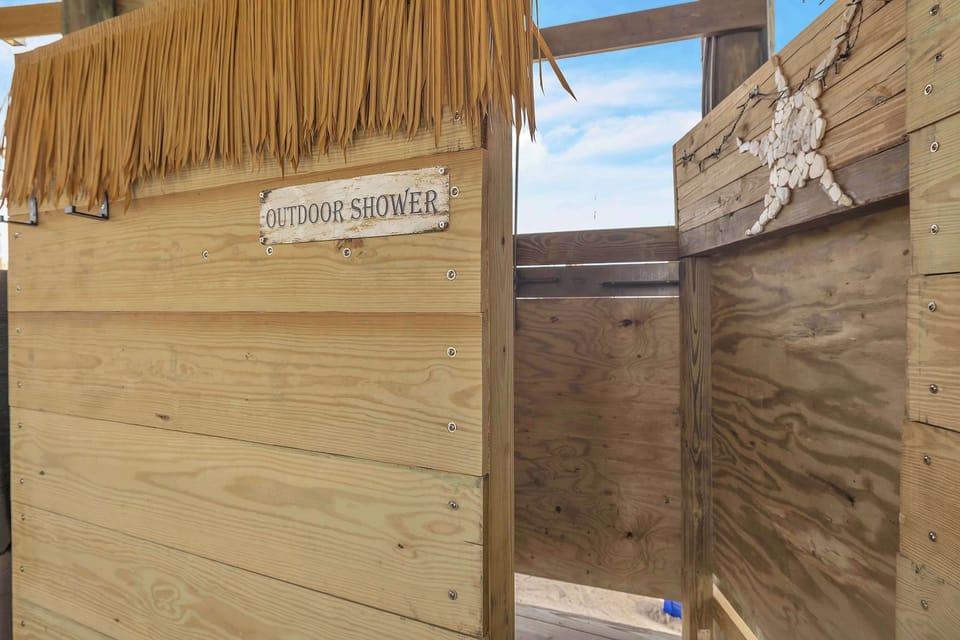 Rinse off the sand and salt in this outdoor shower after a day in the sun
