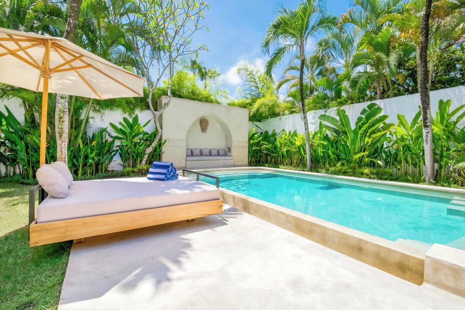 Pool-side sunbeds