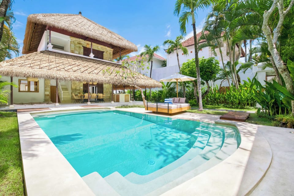 Large pool and tropical garden