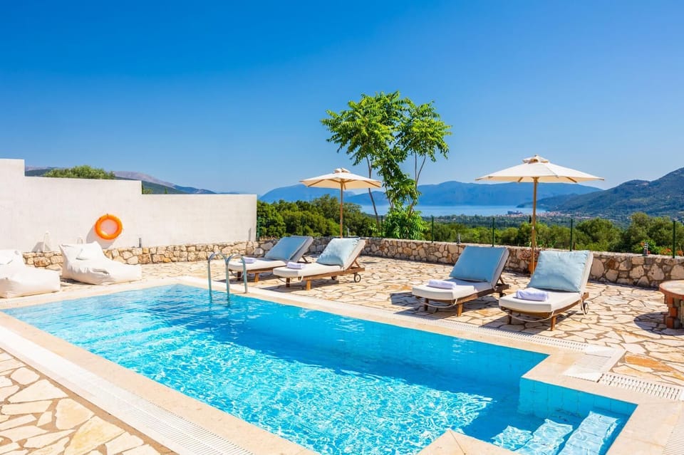 Private pool and terrace with sea views